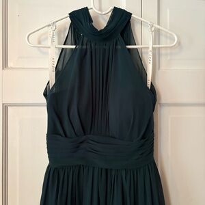 Azazie Deep Green Halter Neck Bridal Prom Gown Dress